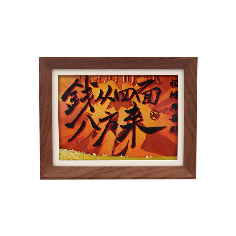"Money Comes from All Directions" - An 8-inch flowing sand picture frame with an atmospheric desktop decoration, an art and cultural creative gift Application Scenario