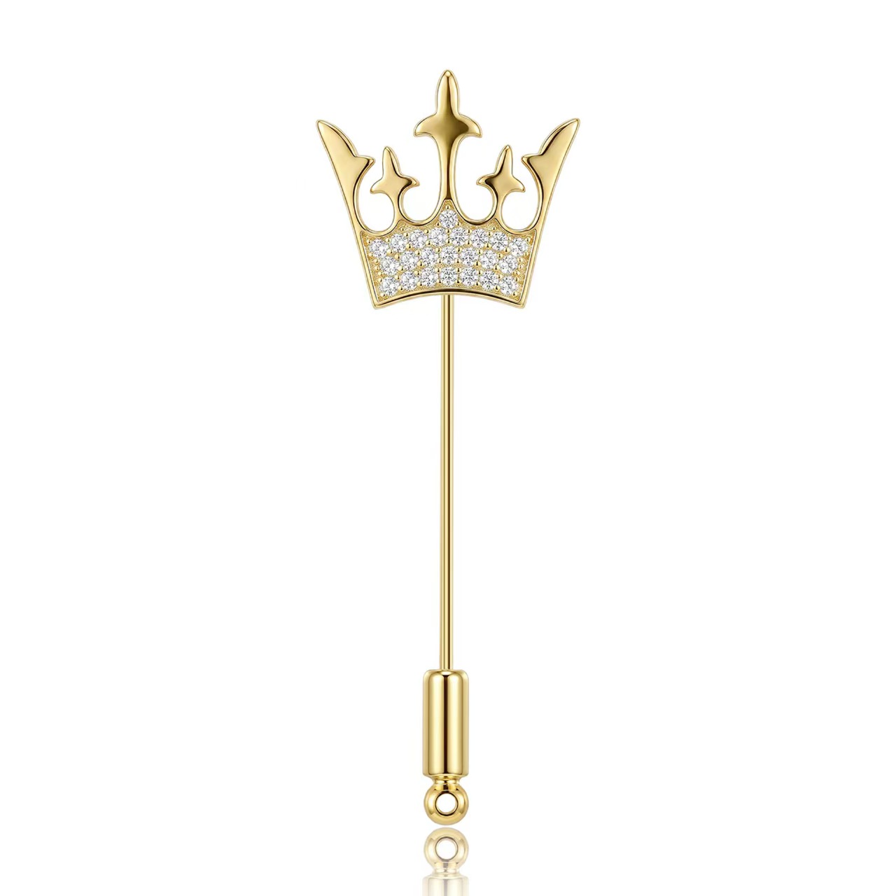 New fashionable women's copper-plated real gold crown brooch, Korean-style trendy clothing brooch accessory Specification image