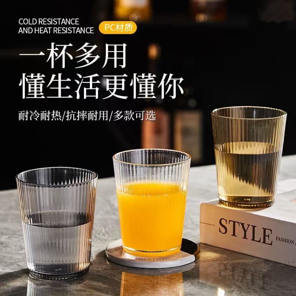 Transparent striped tempered glass cups, tea cups, water cups, beverage cups, high borosilicate heat-resistant glass cups Specification image