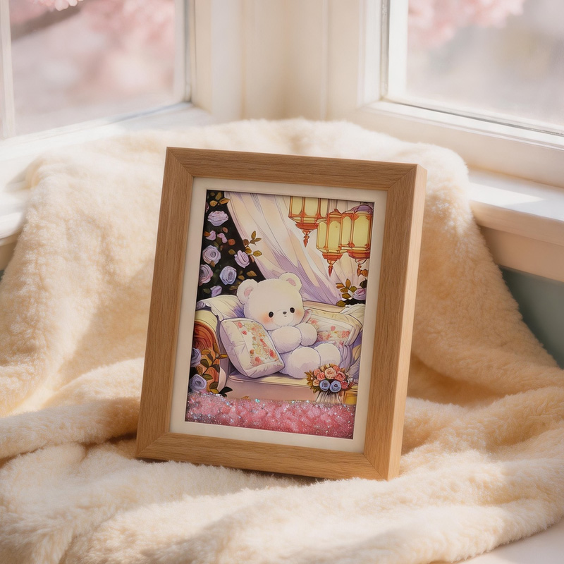 "Happy Little Bear" is an 8-inch flowing sand picture frame with an atmospheric desktop decoration and artistic cultural and creative gift Specification image