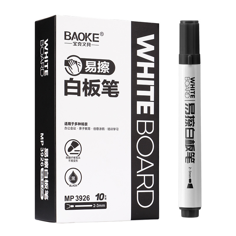 The Pok MP3926 four-color whiteboard pen is easy to erase and can be used for teaching. It is a student teaching doodle pen with a round tip in green, black, red and blue Item Picture