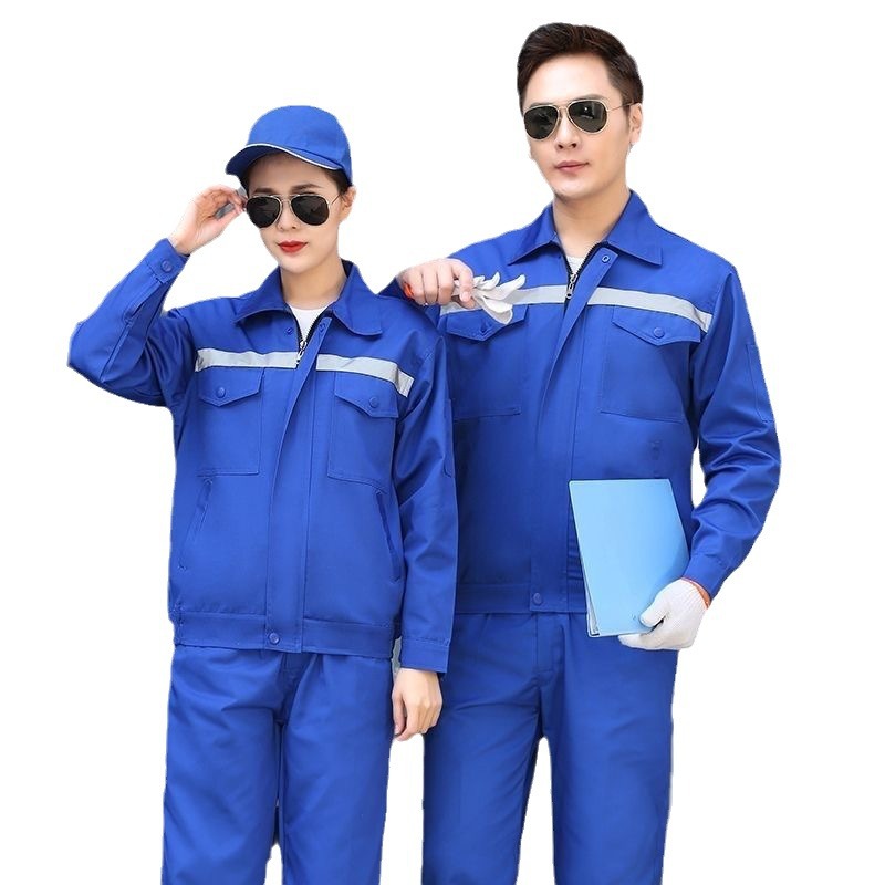 Spring and autumn reflective strip work clothes set, auto repair factory construction site wear-resistant work clothes, workshop coal mine welder's labor protection clothes, spring and autumn long-sleeved labor protection clothes, work clothes set, men's reflective strip work clothes, factory uniform top, wear-resistant auto repair work clothes wholesale Specification image