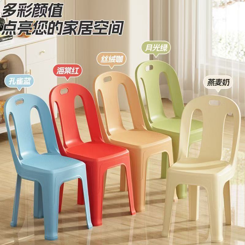 椅子/凳子/板凳塑料/折叠靠背椅/塑料桌椅白底实物图