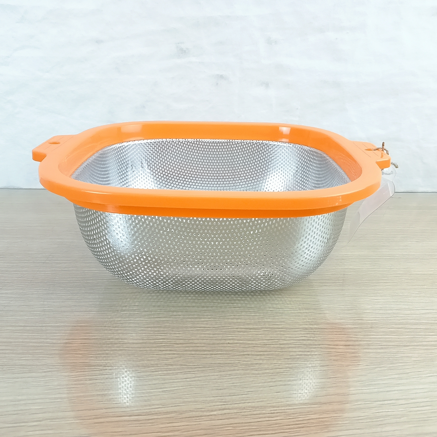 DF99049 Draining basket, rectangular with colorful edges and dense holes, stainless steel thickened multi-functional kitchen household rice washing machine, rice washing sieve, DF TRADINGHOUSE