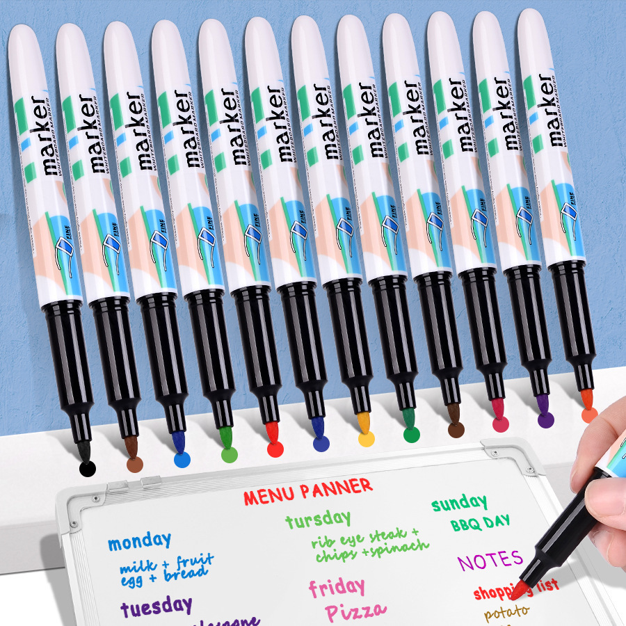 Shield, large-capacity color erasable whiteboard pen, waterproof and quick-drying marker pen, easy to write and erase blackboard pen details Picture
