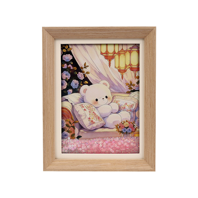 "Happy Little Bear" is an 8-inch flowing sand picture frame with an atmospheric desktop decoration and artistic cultural and creative gift Application Scenario