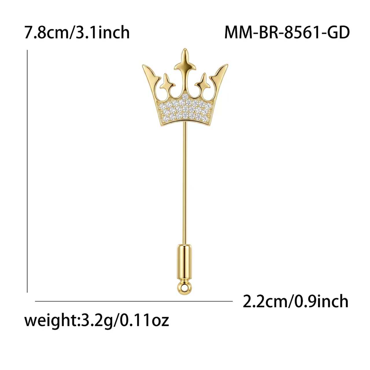 New fashionable women's copper-plated real gold crown brooch, Korean-style trendy clothing brooch accessory Item Picture