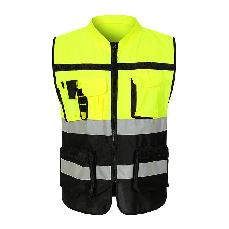 New safety round-neck walkie-talkie splicing reflective vest, multi-pocket reflective vest. Safety round-neck walkie-talkie splicing reflective vest, multi-pocket reflective vest