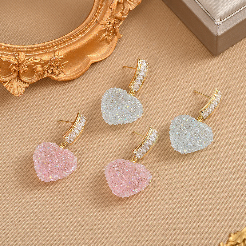 Amor lleno de ins corazón de melocotón pendientes 2026 nuevo estilo de moda alta clase sentido lindo earpins earpieces mujeres