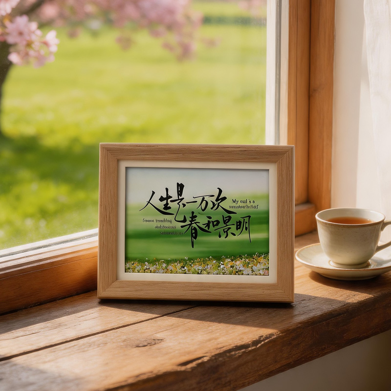 "Life is Ten Thousand Times of Spring and Clear Scenery" - An 8-inch flowing sand picture frame with a sense of atmosphere, an artistic and cultural gift Specification image