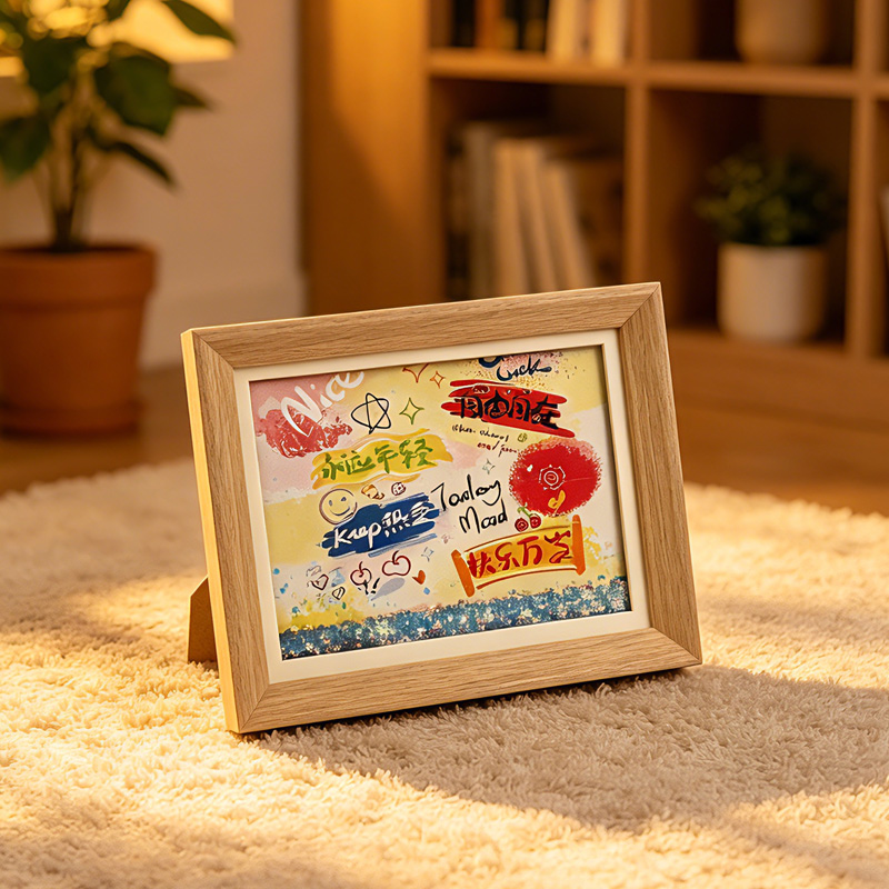 "Long Live Happiness" is an 8-inch sand picture frame with a sense of atmosphere as a desktop decoration art and cultural creative gift Specification image