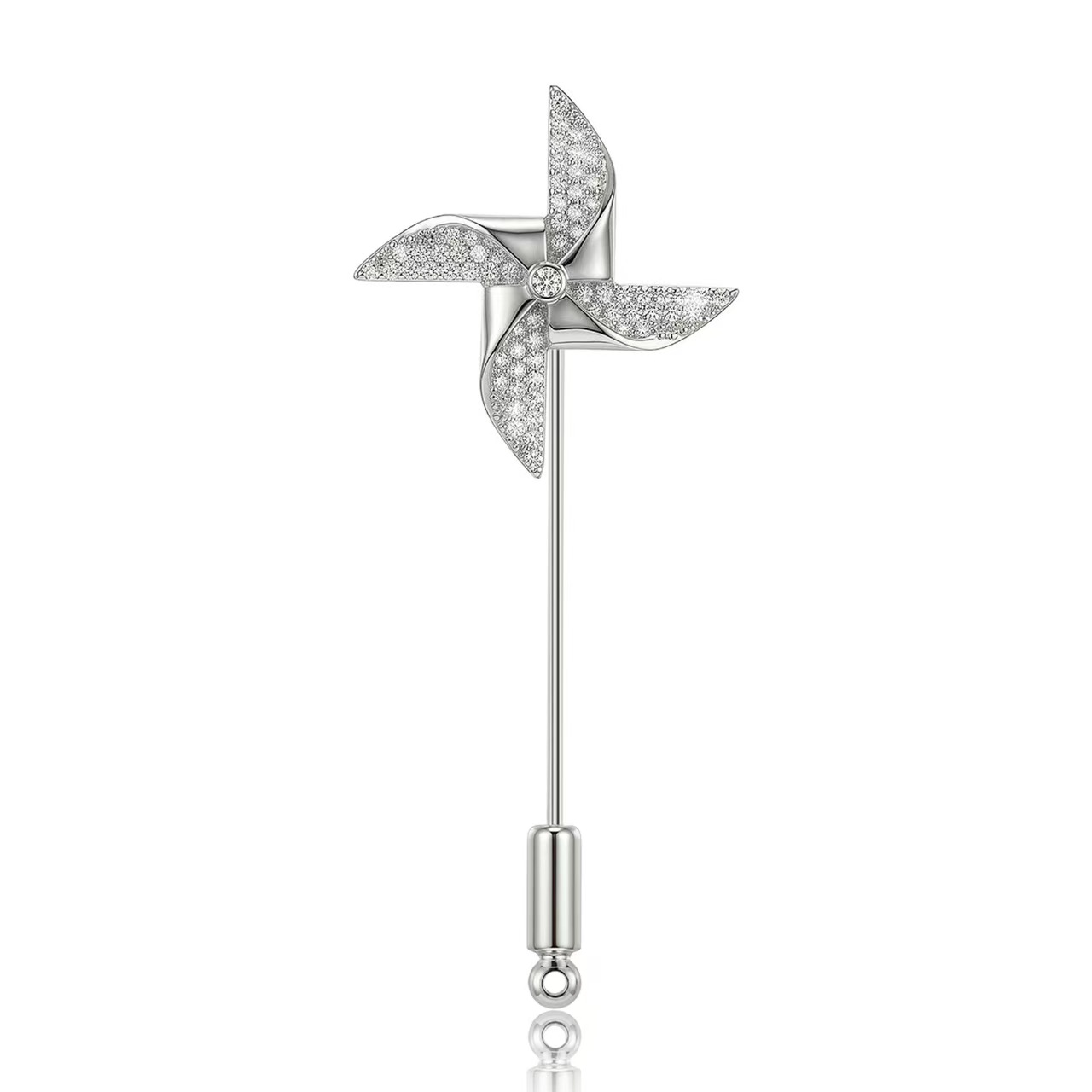 New fashionable women's copper-plated real gold windmill brooch, Korean-style trendy clothing brooch accessory details Picture