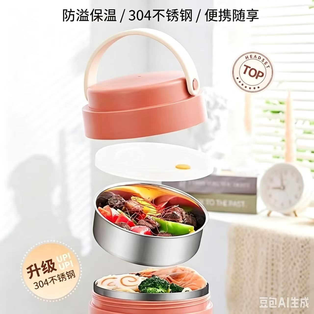 硅胶盒/不锈钢饭盒/一次性塑料饭盒/保温饭盒/自动加热饭盒白底实物图
