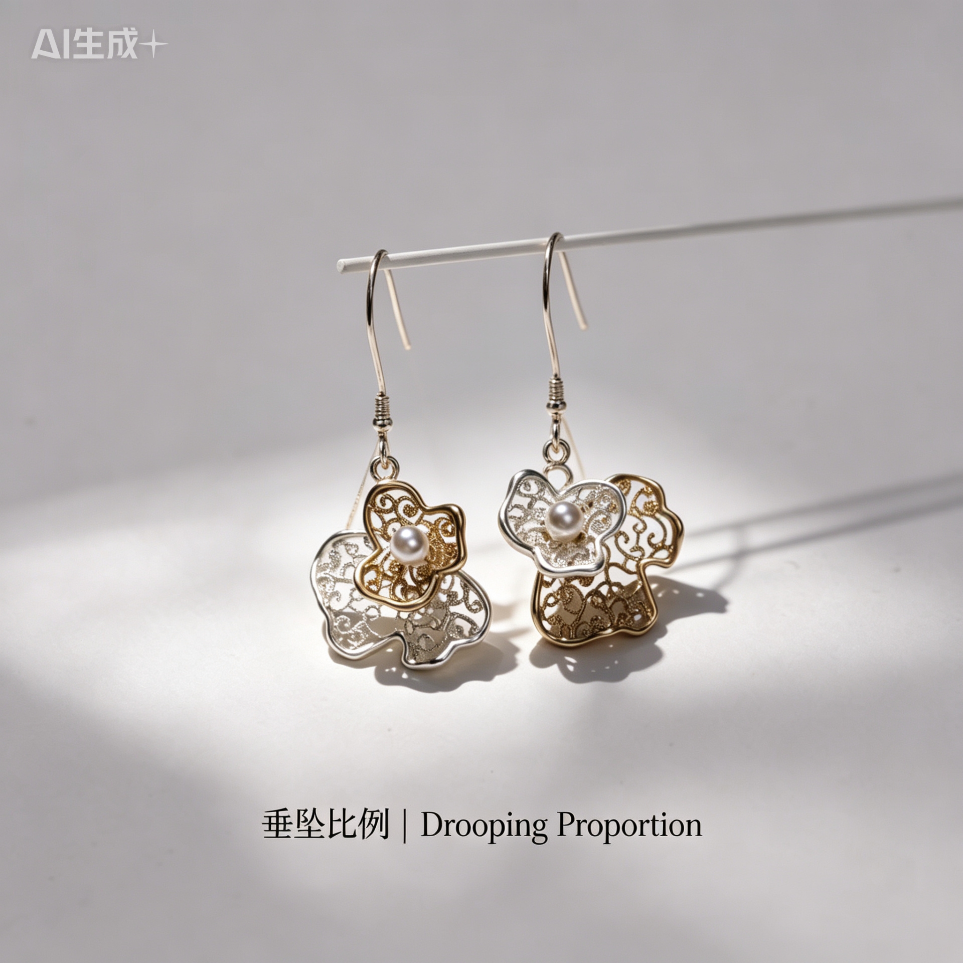 Spring Shi Original golden hollowed-out flower earrings, vintage women's accessories, earrings, stud earrings, silver needles Application Scenario