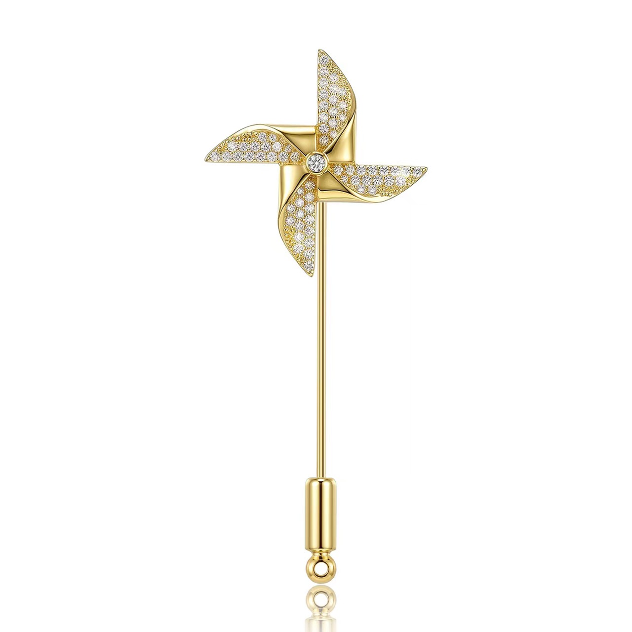 New fashionable women's copper-plated real gold windmill brooch, Korean-style trendy clothing brooch accessory Specification image