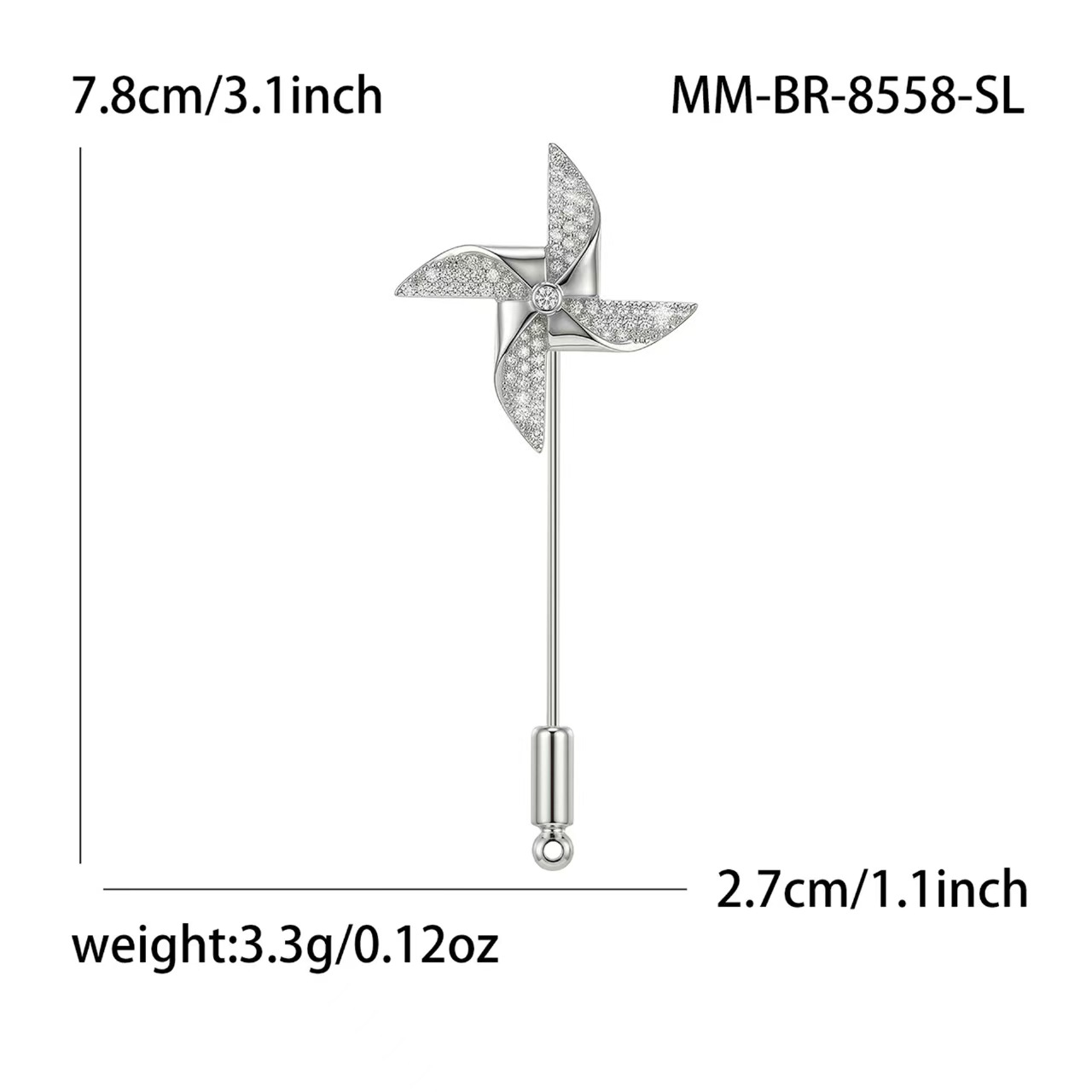 New fashionable women's copper-plated real gold windmill brooch, Korean-style trendy clothing brooch accessory Application Scenario