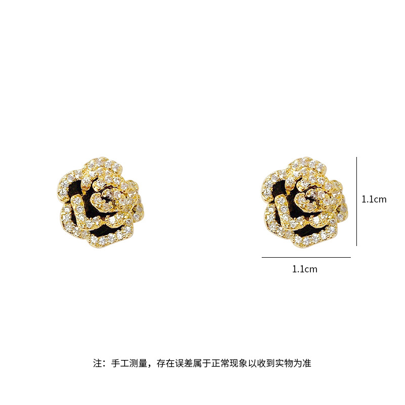 网红耳饰批发 S925银针玫瑰花耳环 创意百搭时尚银针耳钉港风详情2