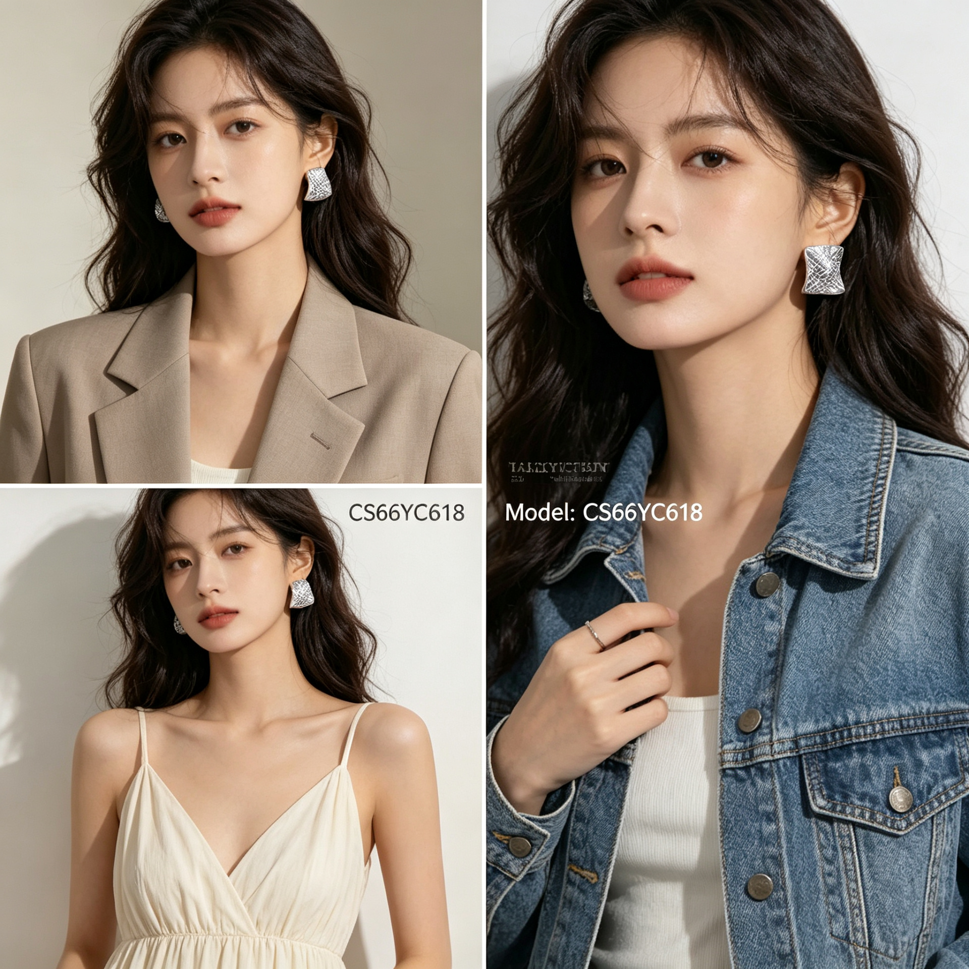Chunshi Original silver-textured female side face earrings, earrings, stud earrings, silver needle vintage accessories Application Scenario