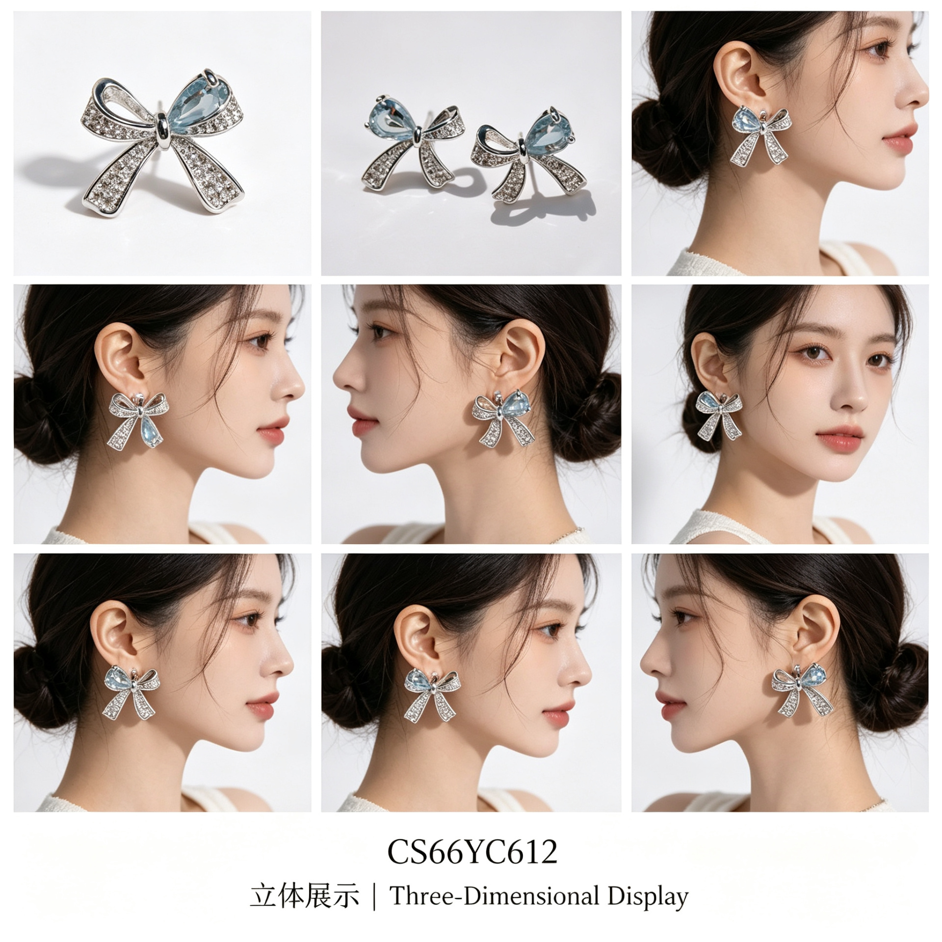 Chunshi Original Blue teardrop-shaped gemstone bow pearl Stud 925 silver Earrings Set Application Scenario