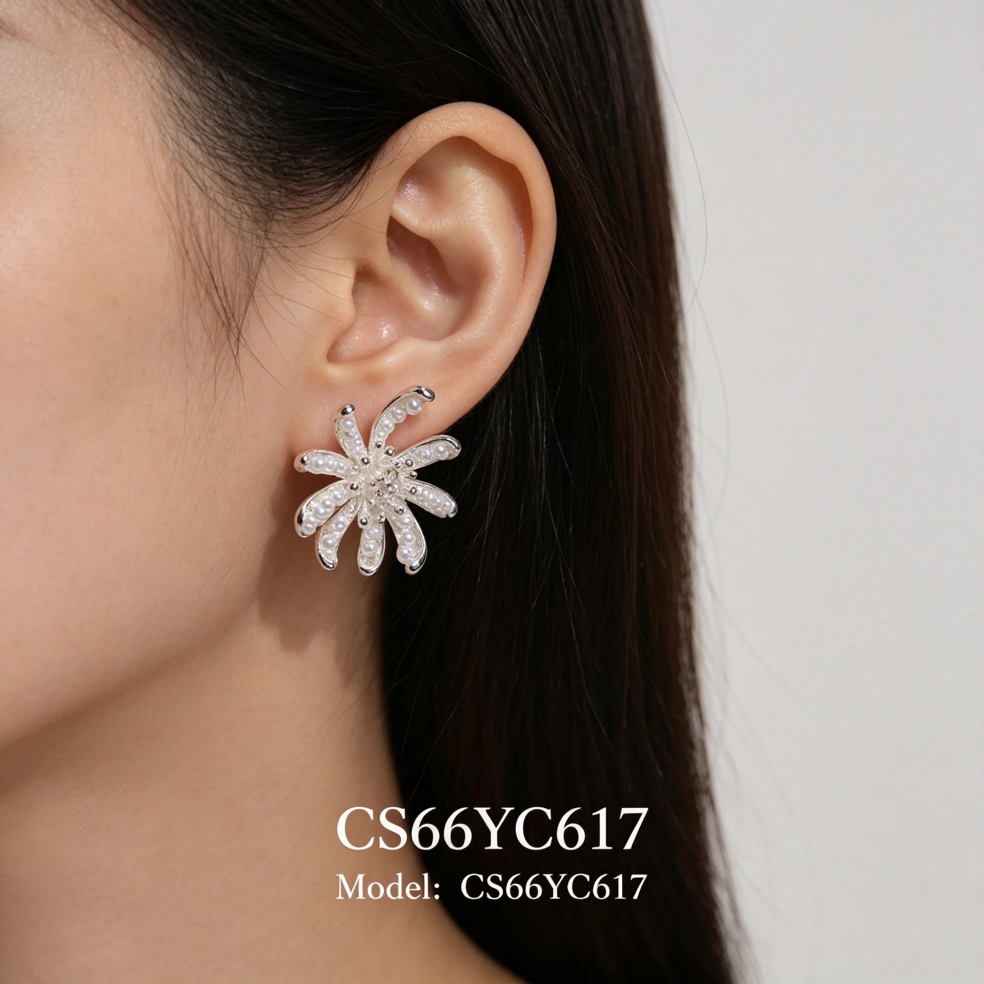 Chunshi Original Silver Pearl Flower Stud 925 Silver Earrings Set details Picture