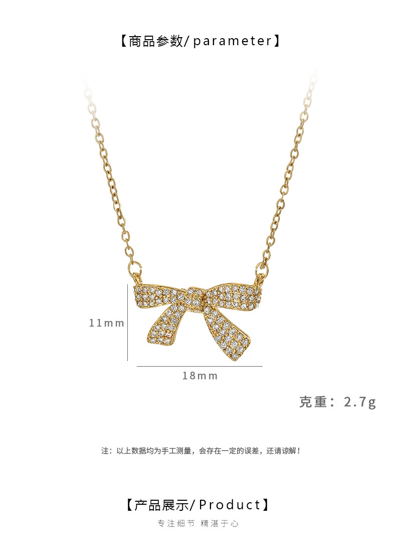 This unique and stylish bow necklace is a versatile daily accessory. It features a Korean collarbone chain that is elegant, dignified and sweet pic 2
