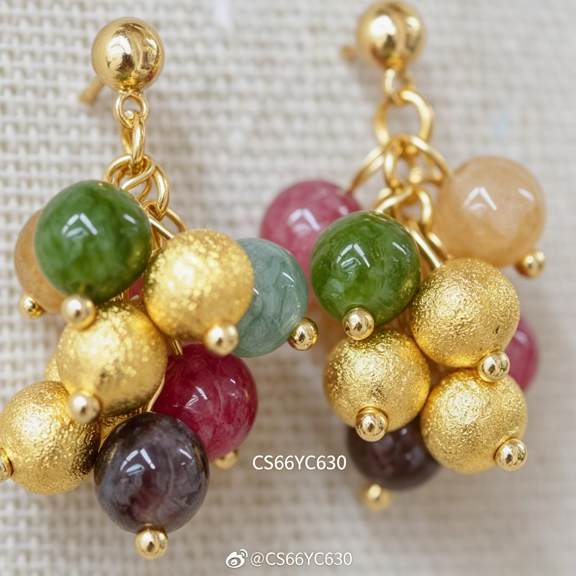 Chunshi Original colorful beaded earrings, women's side face design earrings, stud earrings, silver needles, and traditional Chinese style accessories Item Picture
