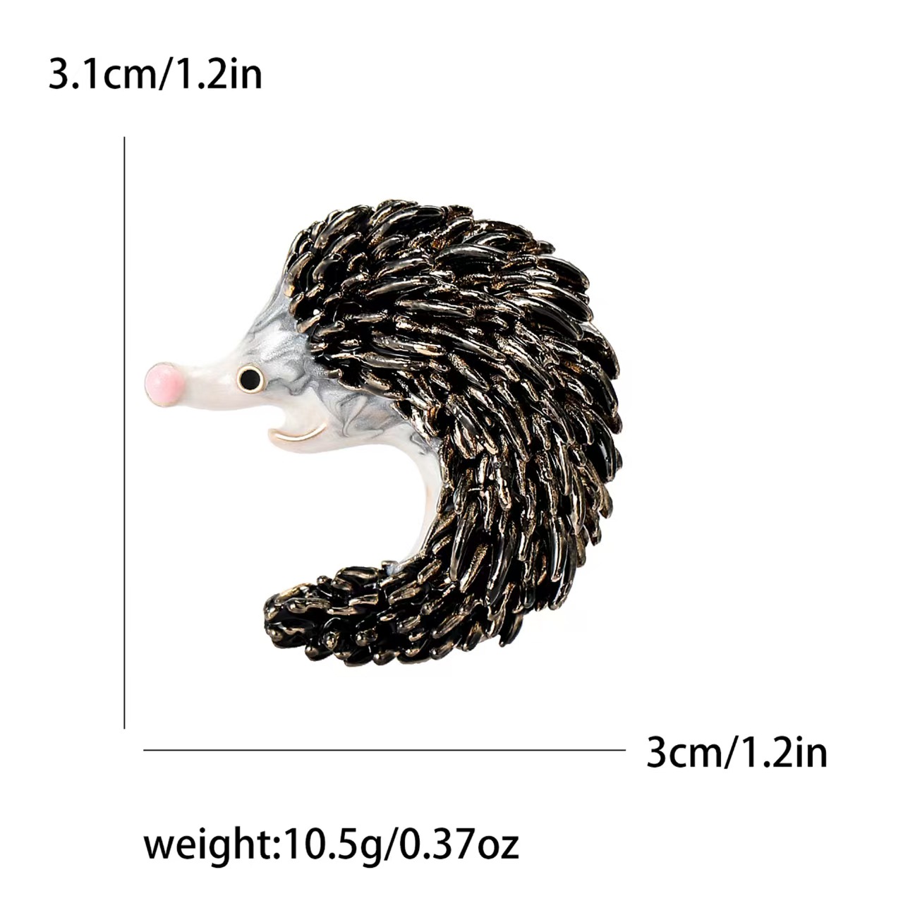 New fashionable enamel oil drip long-tailed hedgehog brooch, retro animal pin, women's clothing corsage accessory Item Picture