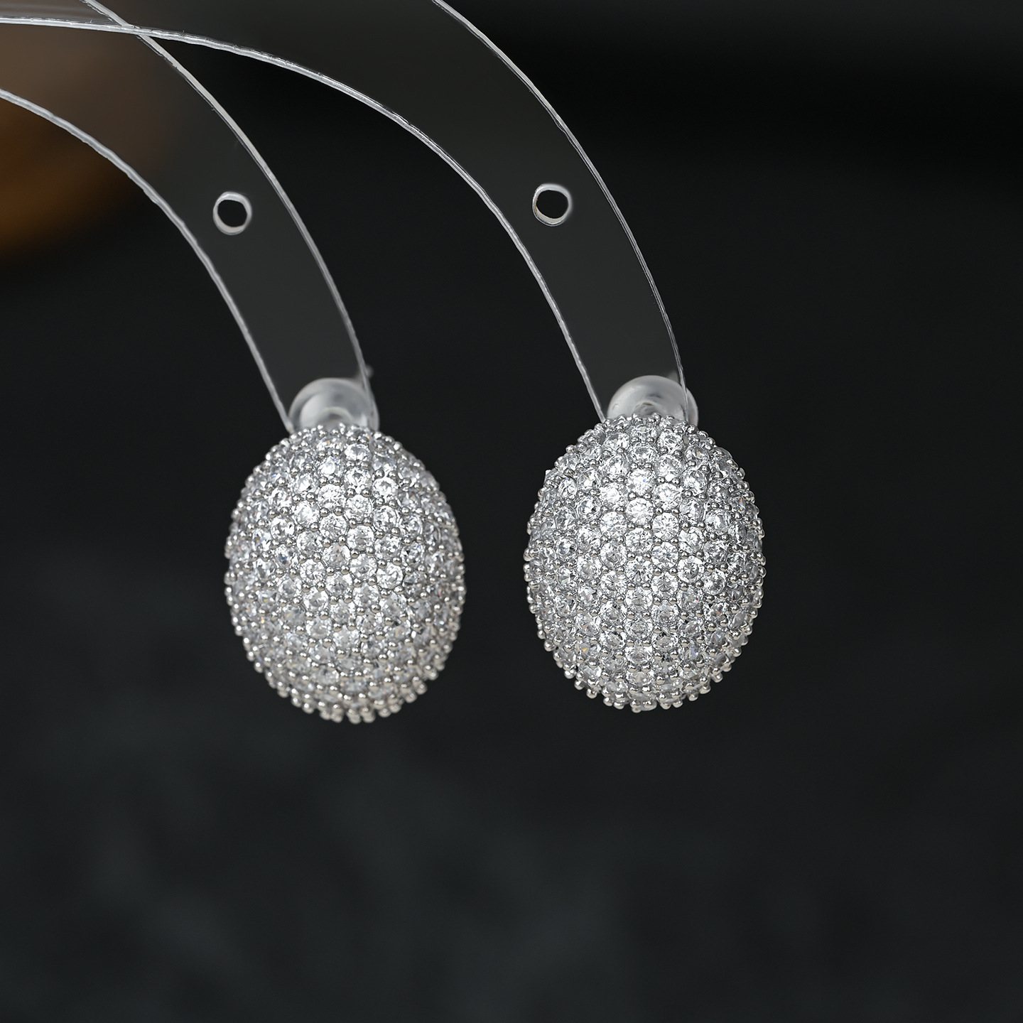 S925 Silver Needle Korean version fashionable and individual earrings, women's high-end sense Zircon Little Bean stud earrings, simple and versatile earrings Item Picture