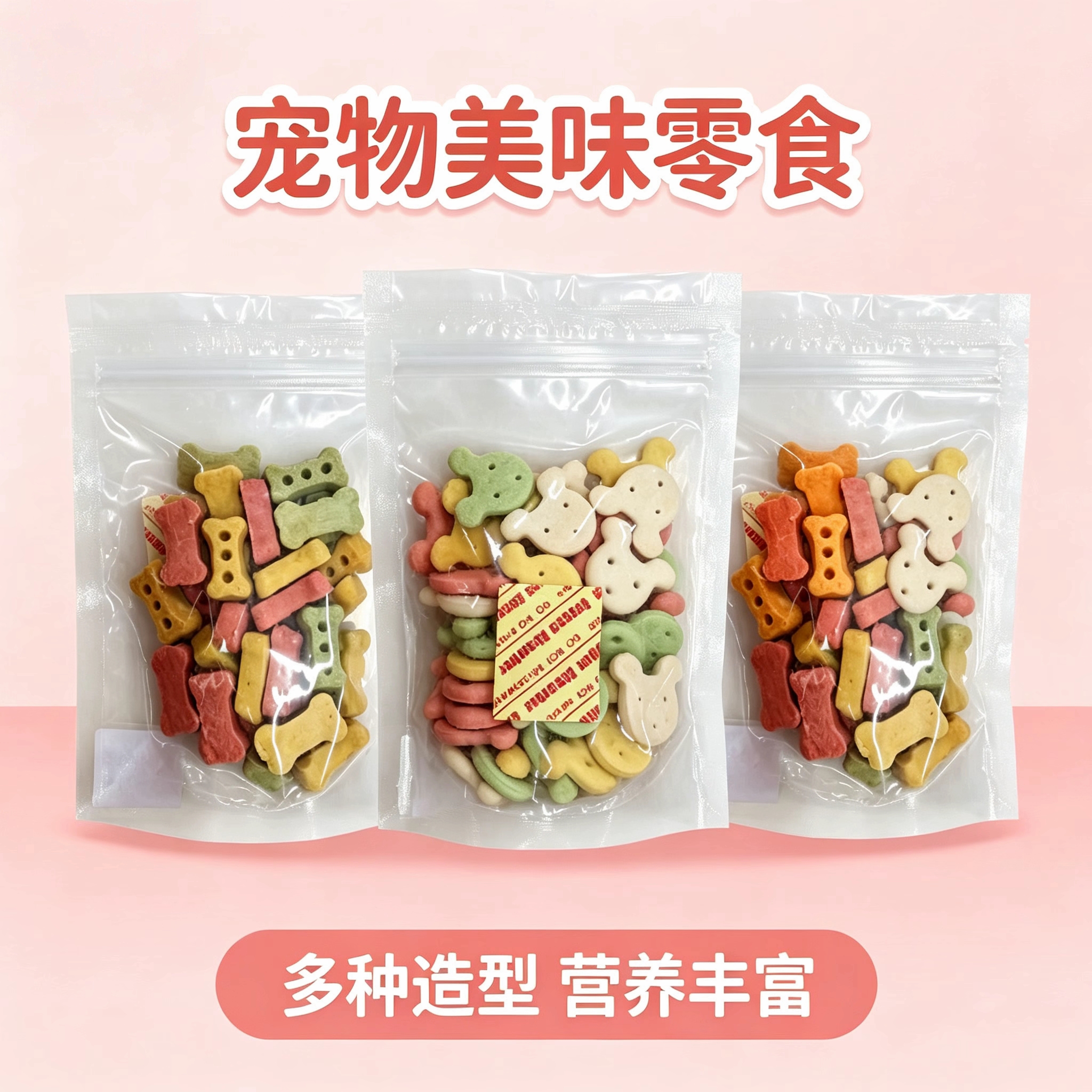 狗狗零食彩色小动物造型饼干牛肉粒泰迪比熊萨摩犬幼犬奖励小零食饼干脆