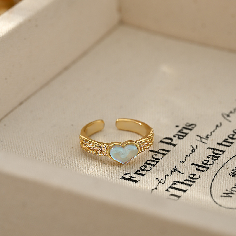 Hot-selling items on Douyin Live: Heart-shaped and versatile open-mouth rings, exquisite and elegant style rings, fashionable and daily style wholesale Specification image
