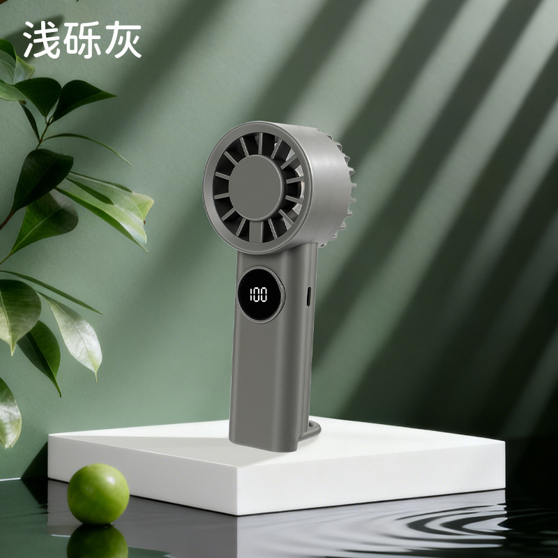 浅砾灰手持小电风扇学生挂脖户外便携迷你静音充电款