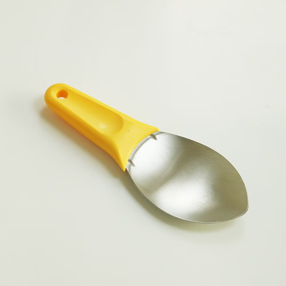 芒果剥取器  不锈钢挖勺去皮工具白底实物图