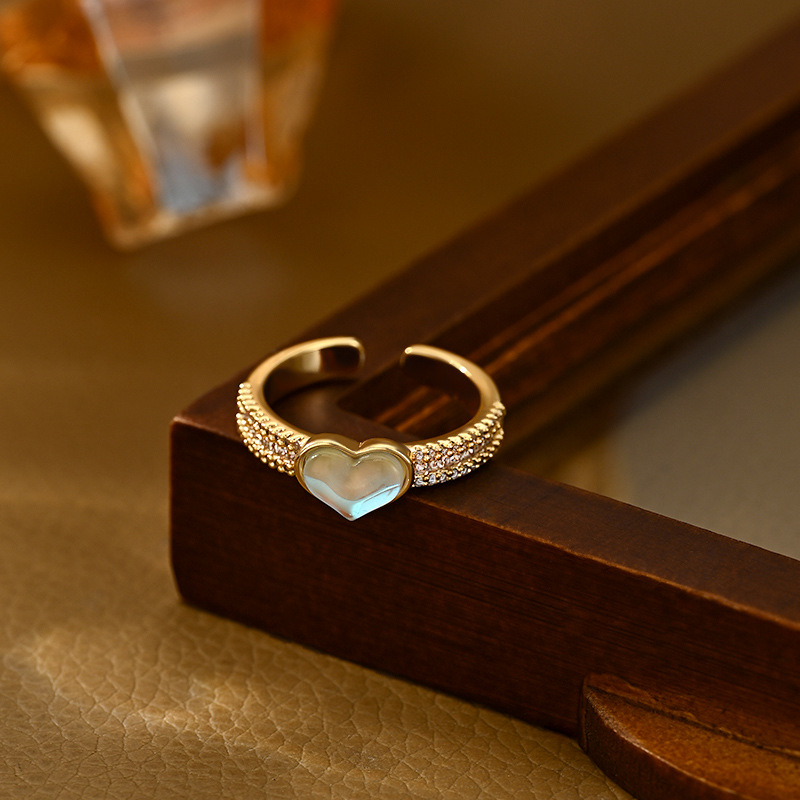 Hot-selling items on Douyin Live: Heart-shaped and versatile open-mouth rings, exquisite and elegant style rings, fashionable and daily style wholesale Item Picture