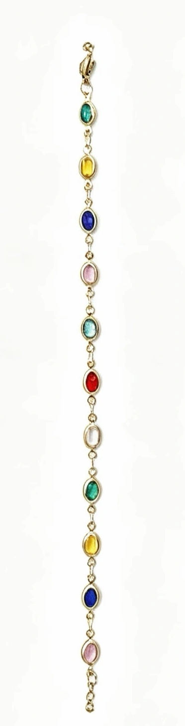 Copper bracelets with golden chains inlaid with colorful gemstones are popular in Europe and America. They are fashionable and light luxury accessories for women detail image 1