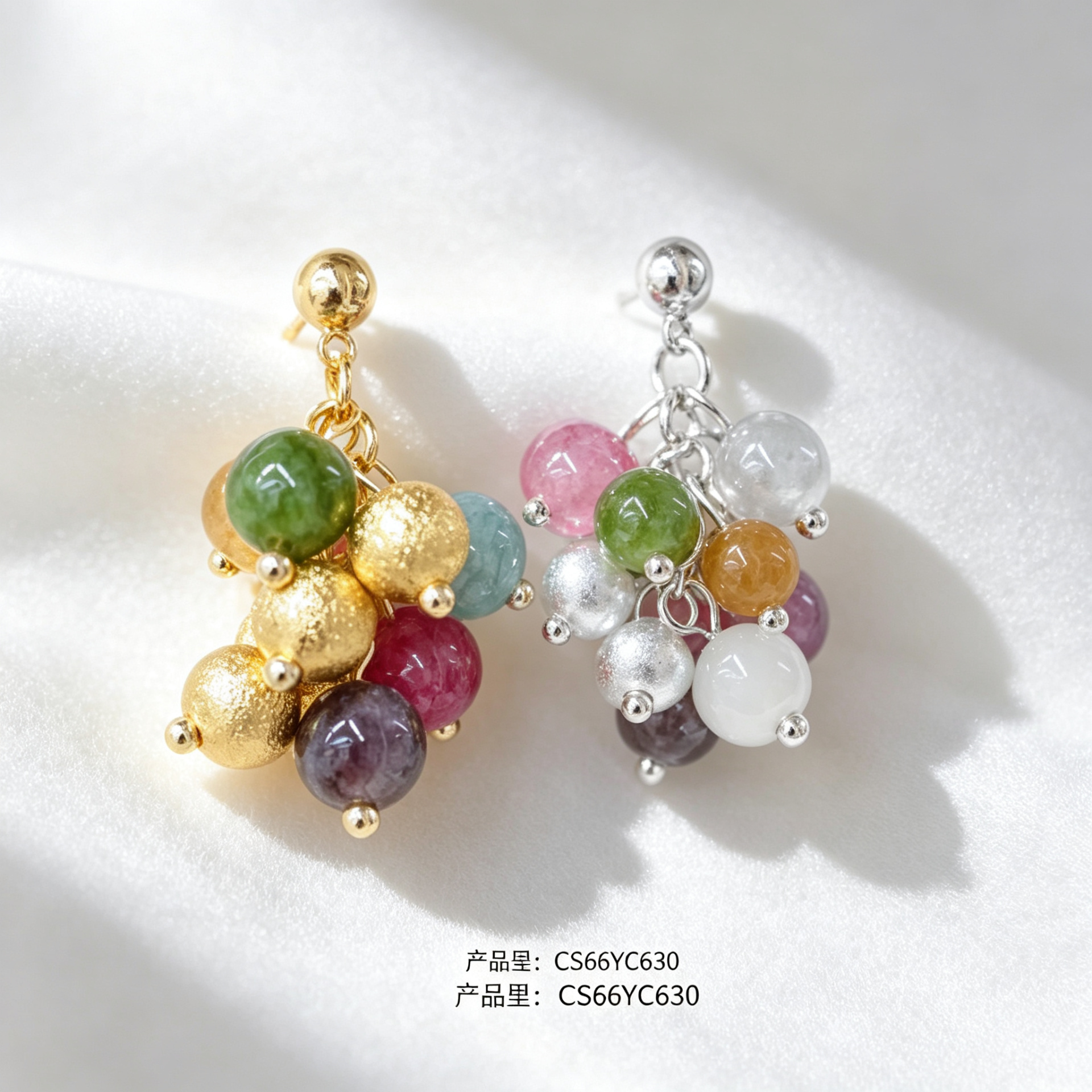 Chunshi Original colorful beaded earrings, women's side face design earrings, stud earrings, silver needles, and traditional Chinese style accessories Application Scenario