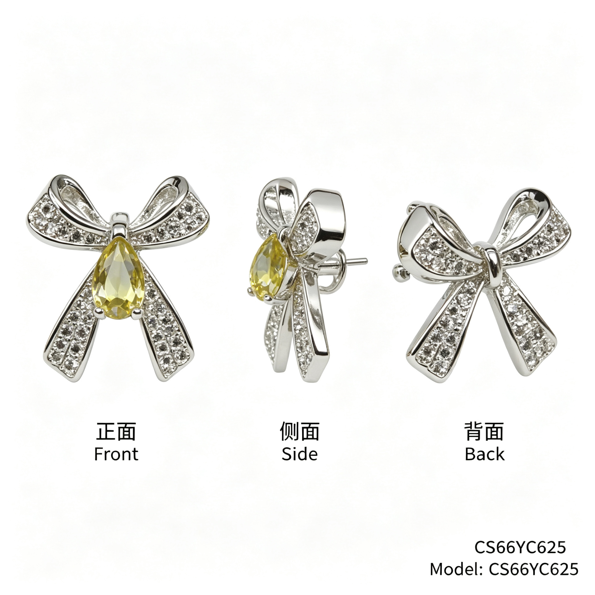 Chunshi Original Silver bow pearl Stud Earrings 925, silver set with teardrop sapphire and small diamond earrings 101752950 Specification image