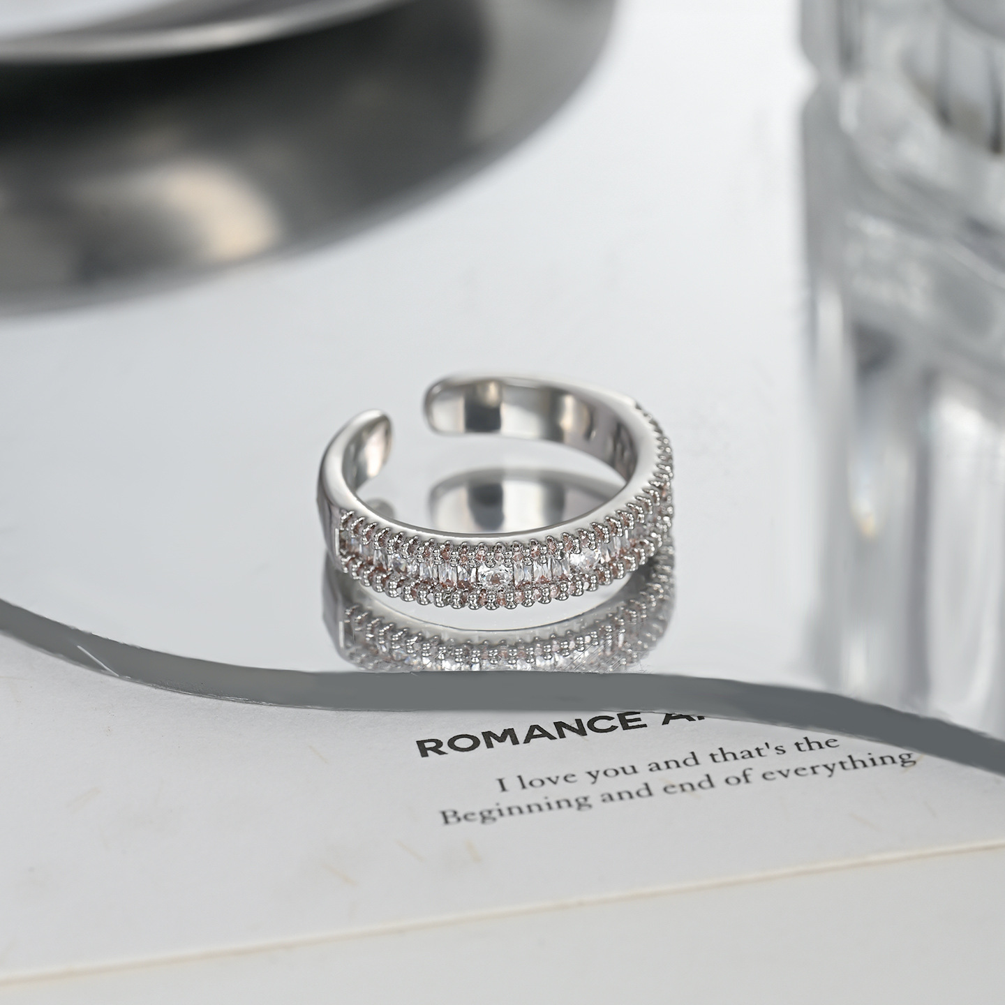 Korean-style versatile and simple open-mouth ring, fashionable and elegant adjustable index finger ring, wholesale factory direct sales Specification image