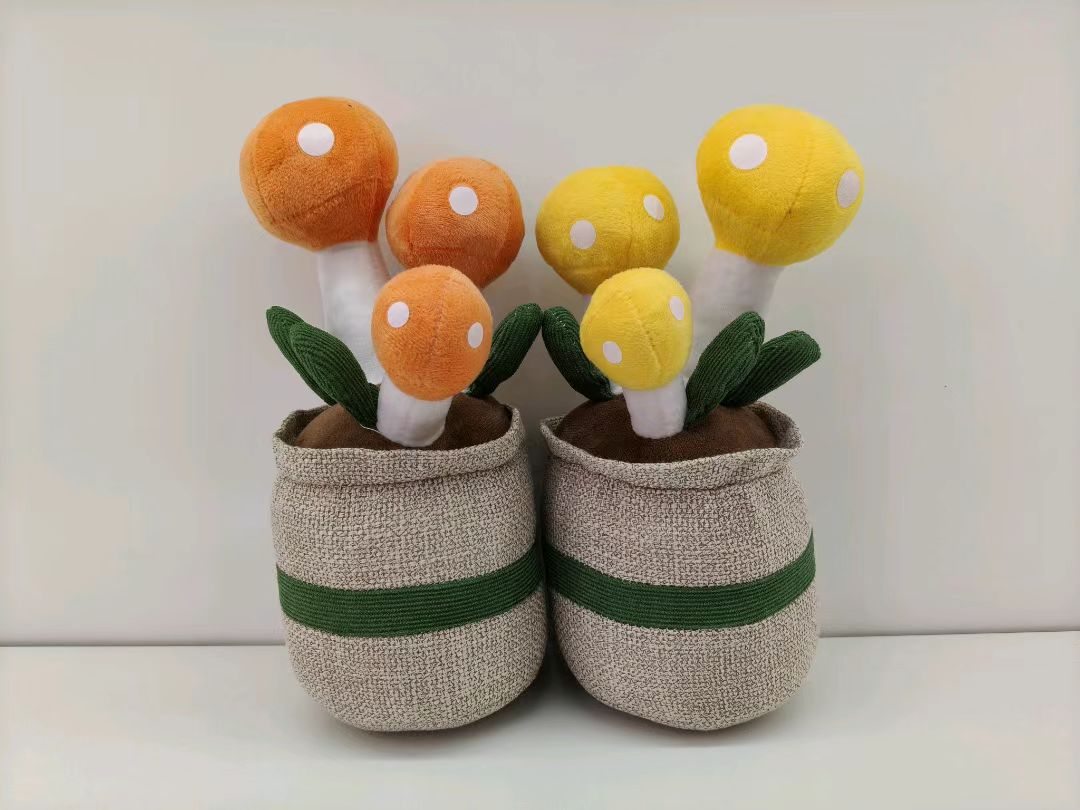 Orange-yellow mushroom potted plant doll, cute desktop decoration, home decoration, small mushroom plush toy Specification image
