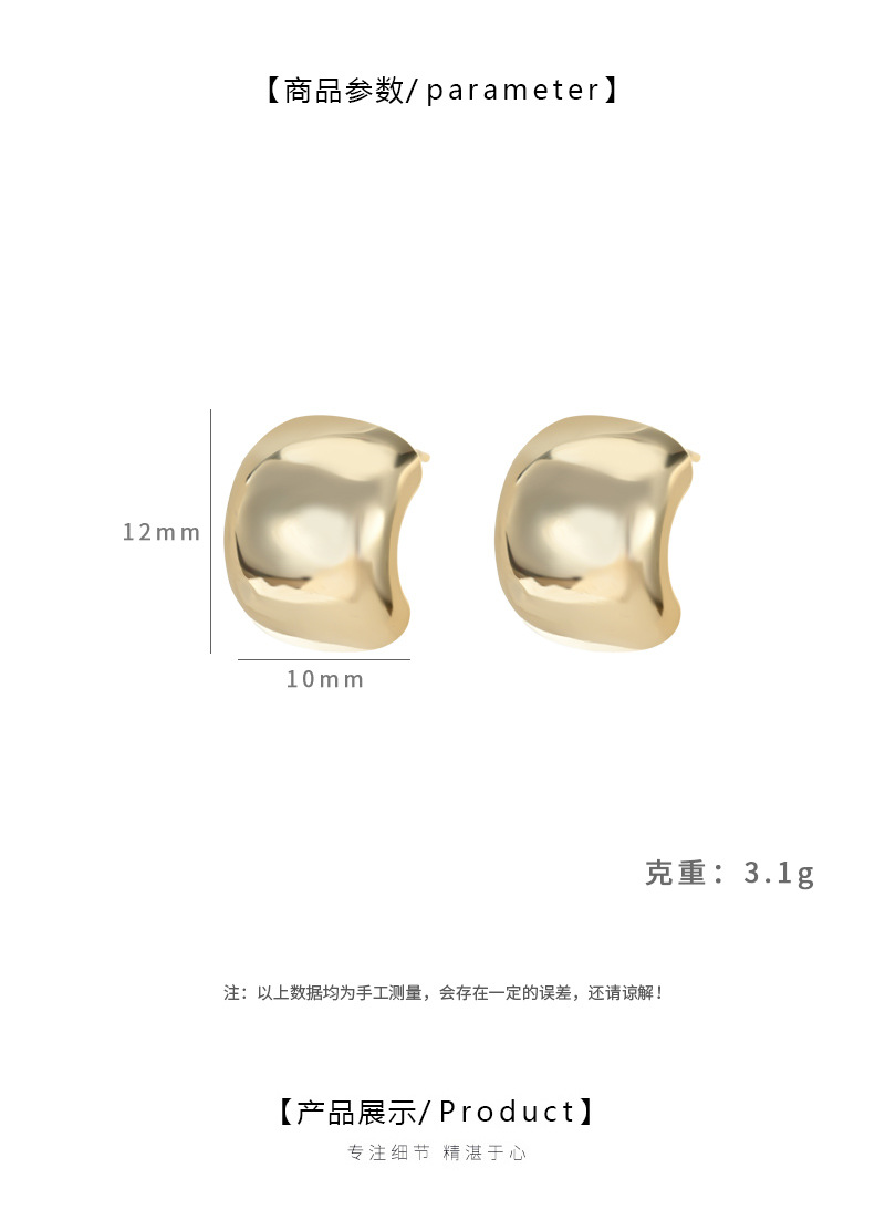 欧美复古气质几何金属耳环女2026年新款潮轻奢高级耳圈耳钉耳饰品 pic 2