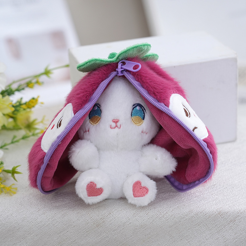 Plush toys transform into little rabbits, creative 4-inch plush pendants, claw machines, dolls, key pendants, car schoolbags, hanging ornaments, gifts, cartoon transformation keychains, dress-up dolls, hanging ornaments, plush toys, cute wholesale Application Scenario