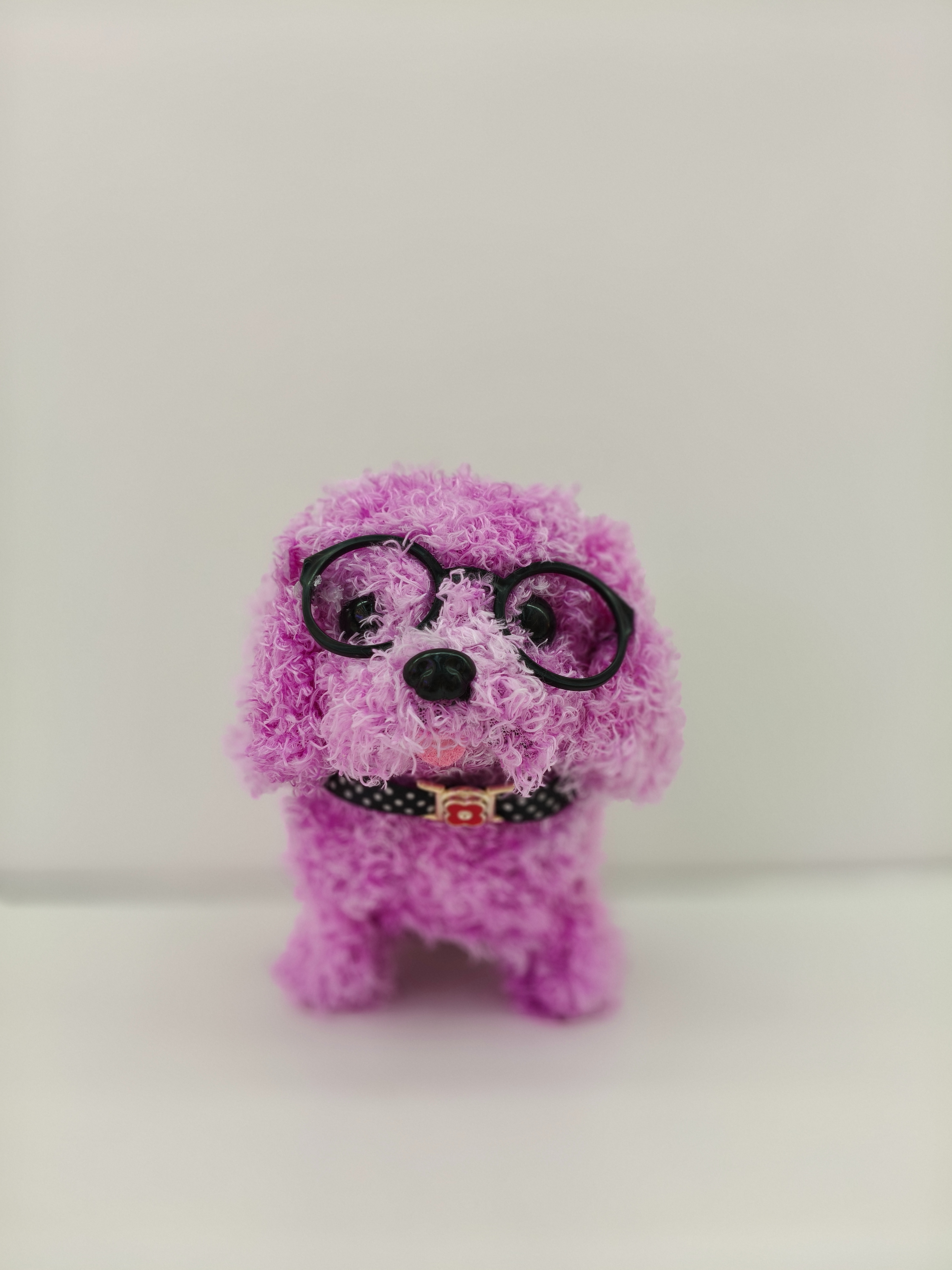 Colorful curly glasses dog plush puppy doll, a cute toy puppy that can walk and bark Item Picture