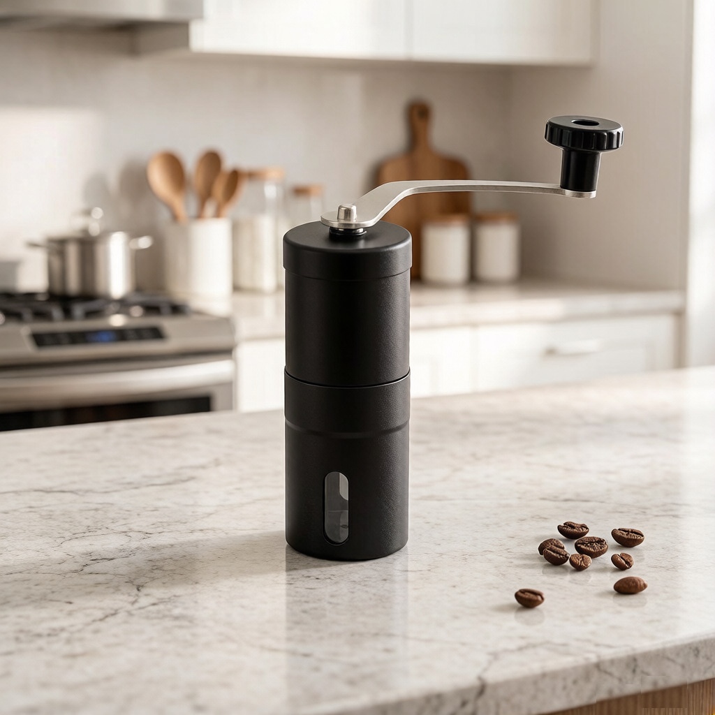Portable hand-cranked coffee grinder, 304 stainless steel, small household hand-cranked Italian outdoor portable grinder, hand-cranked coffee grinder Specification image