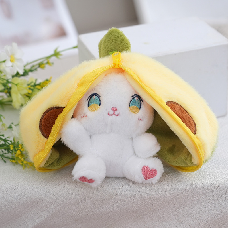 Plush toys transform into little rabbits, creative 4-inch plush pendants, claw machines, dolls, key pendants, car schoolbags, hanging ornaments, gifts, cartoon transformation keychains, dress-up dolls, hanging ornaments, plush toys, cute wholesale Item Picture