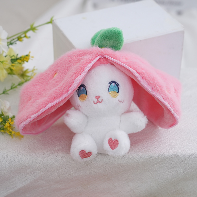 Plush toys transform into little rabbits, creative 4-inch plush pendants, claw machines, dolls, key pendants, car schoolbags, hanging ornaments, gifts, cartoon transformation keychains, dress-up dolls, hanging ornaments, plush toys, cute wholesale details Picture