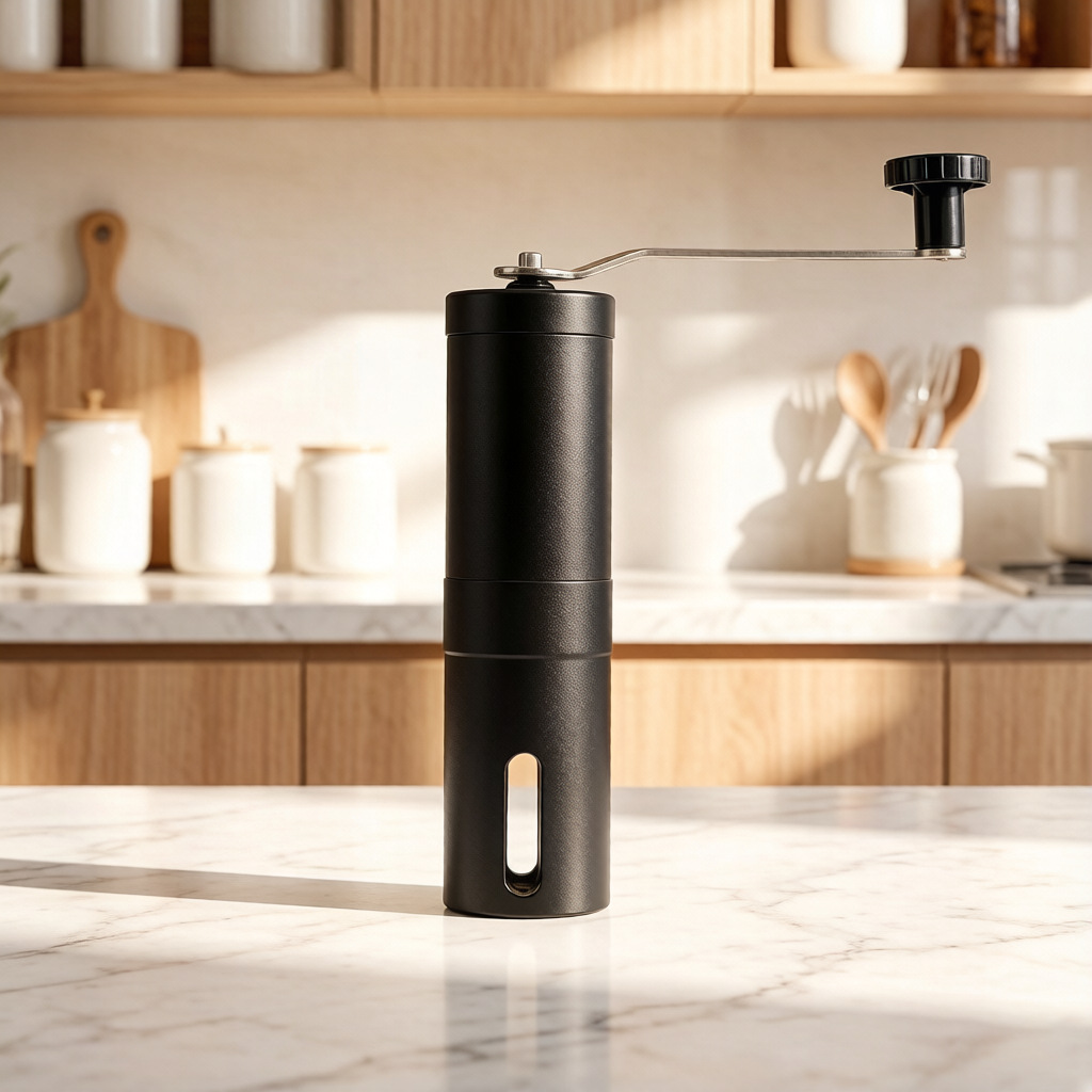 Portable hand-cranked coffee grinder, 304 stainless steel, small household hand-cranked Italian outdoor portable grinder, hand-cranked coffee grinder details Picture