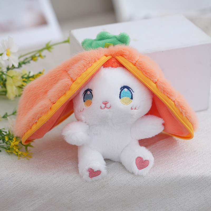 Plush toys transform into little rabbits, creative 4-inch plush pendants, claw machines, dolls, key pendants, car schoolbags, hanging ornaments, gifts, cartoon transformation keychains, dress-up dolls, hanging ornaments, plush toys, cute wholesale Specification image