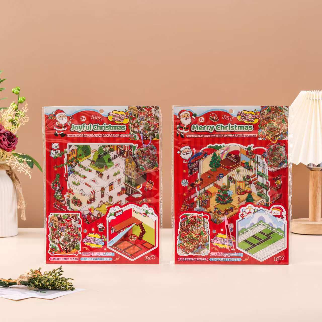 Christmas landscape stickers, decorative landscape stickers, 3D stereoscopic material stickers, transparent and cute stickers, pendants, Guka details Picture