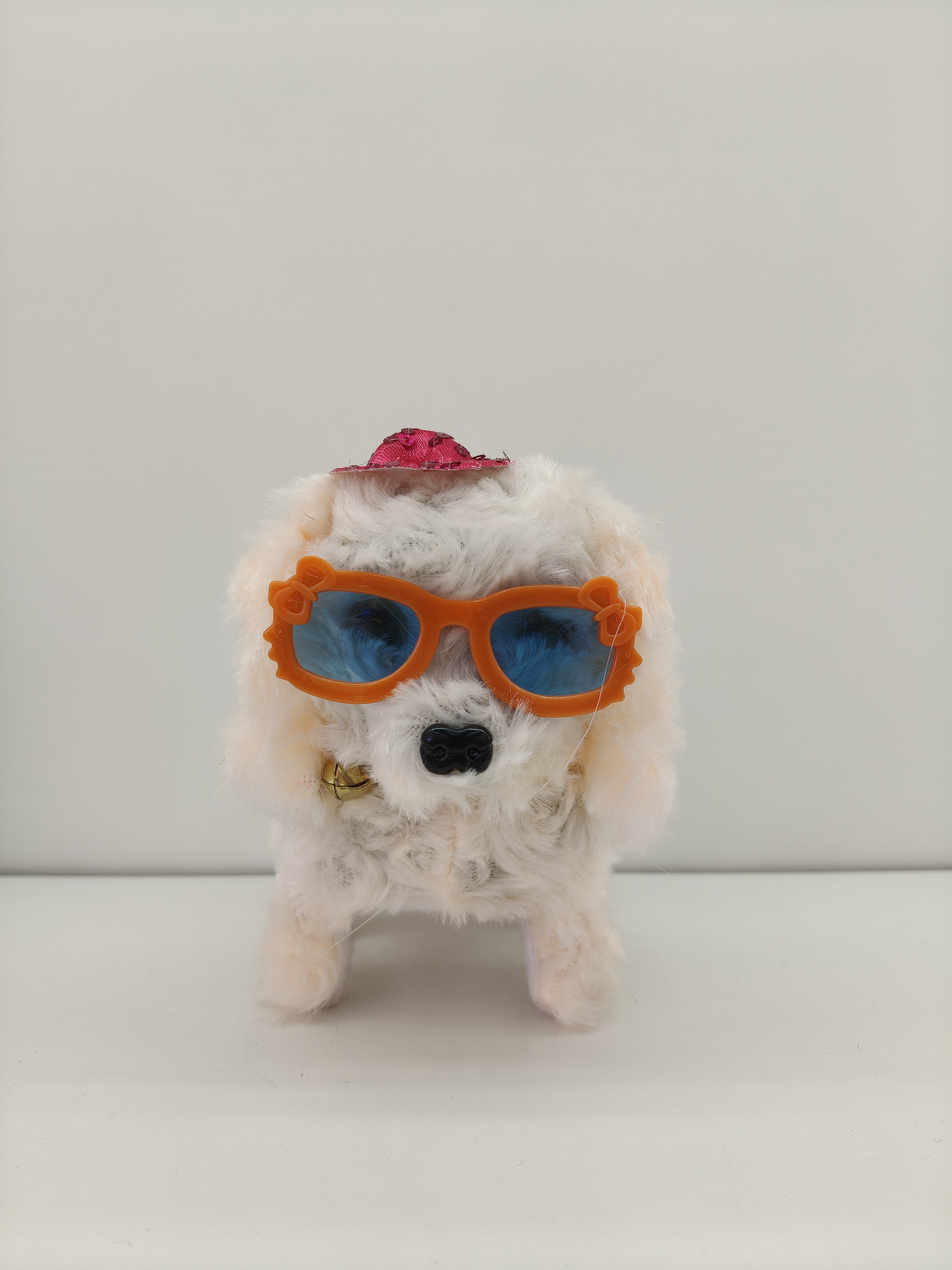 Sequined hat dog plush puppy doll, a cute toy puppy that can walk and bark Item Picture