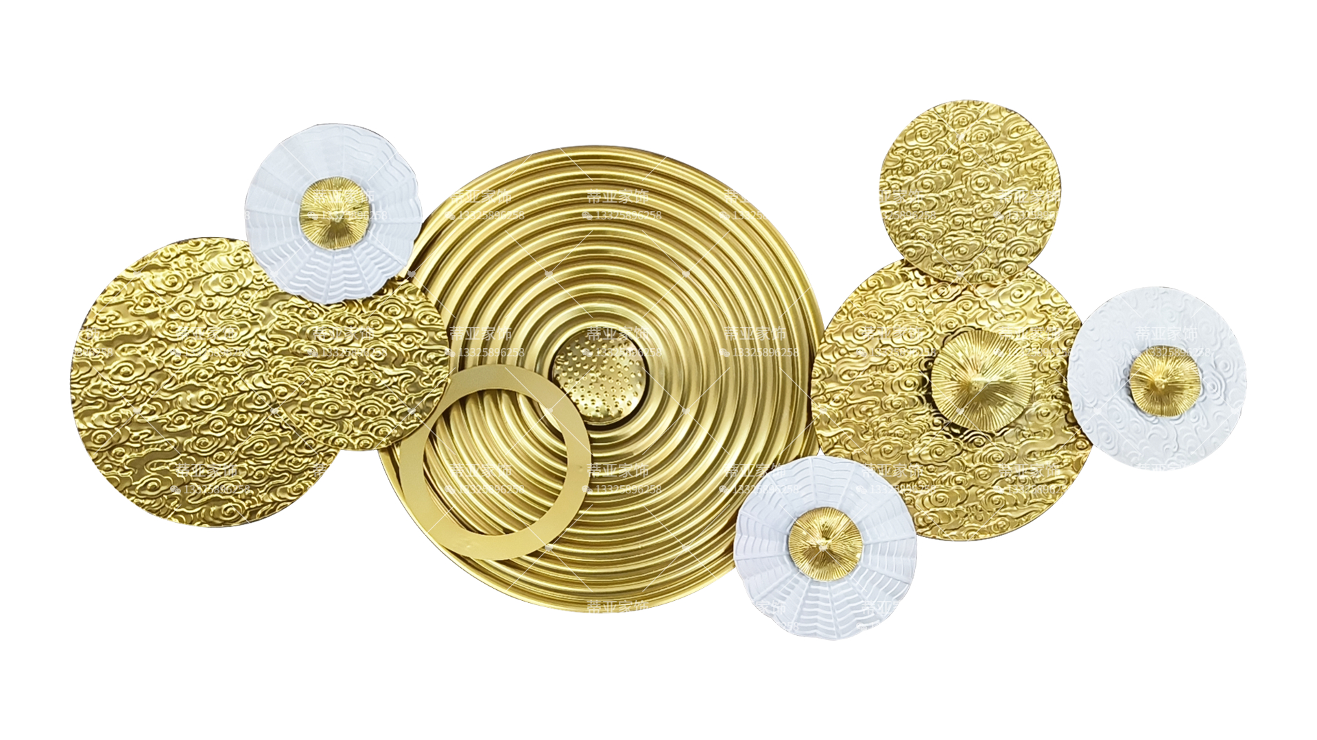Golden and white circular metal wall decoration details Picture