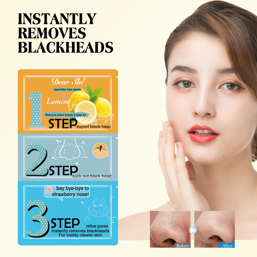 DEAR SHE Lemon Blackhead Removal Nasal Mask Three-Step Pore Cleansing Blackhead Removal Moisturizing Nasal Mask details Picture